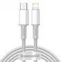 USB-C naar Lightning Baseus High Density gevlochten kabel, 20W, PD, 2m (wit)