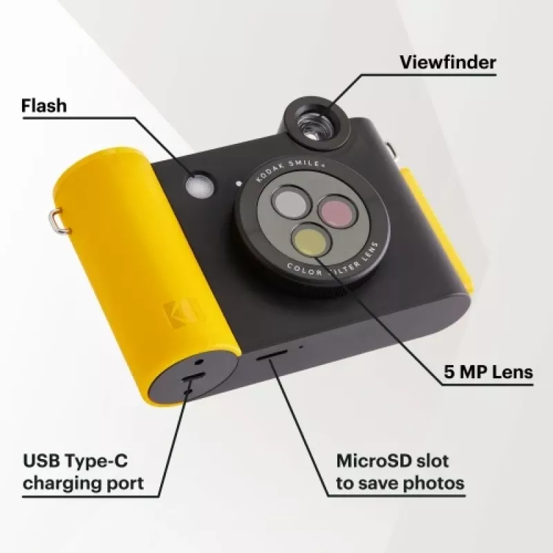 Sofortbildkamera Kodak SMILE+ 2x3 zwart — draagbare instantcamera met 2×3-afdrukken