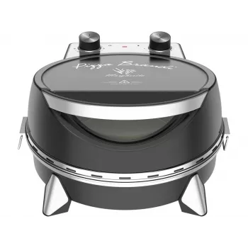 Elektrische pizzaoven SIMFER MKE0-P — 1100 W, 80–300°C, 30-minuten timer, uitneembare pizzasteen 33 cm, zwart