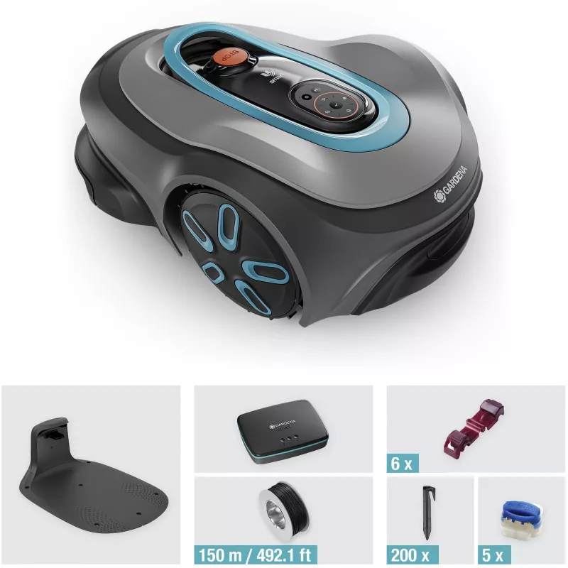 Maaierrobot GARDENA smart SILENO max — 800 m², 16 cm maaibreedte, batterij, LONA-navigatie, grijs