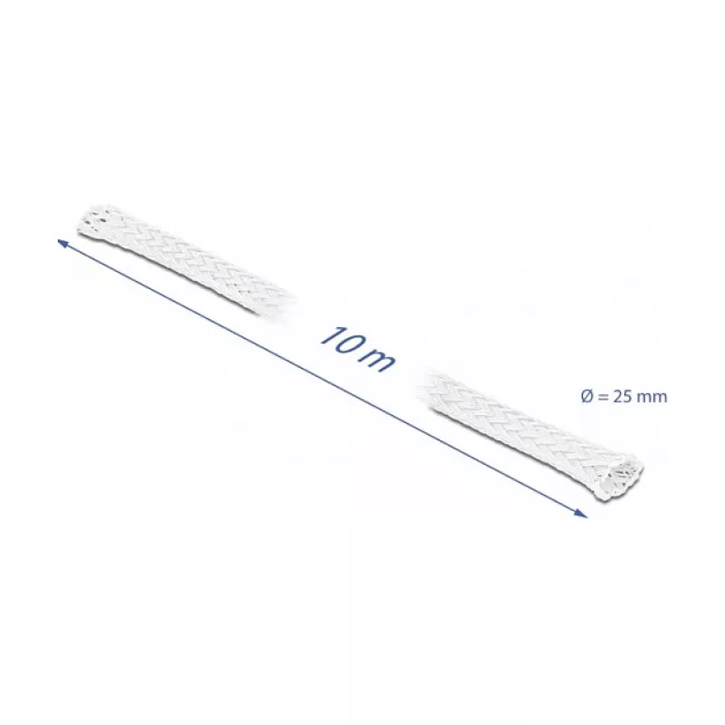 Gevlochten slang DeLOCK 20806 10 m x 25 mm wit