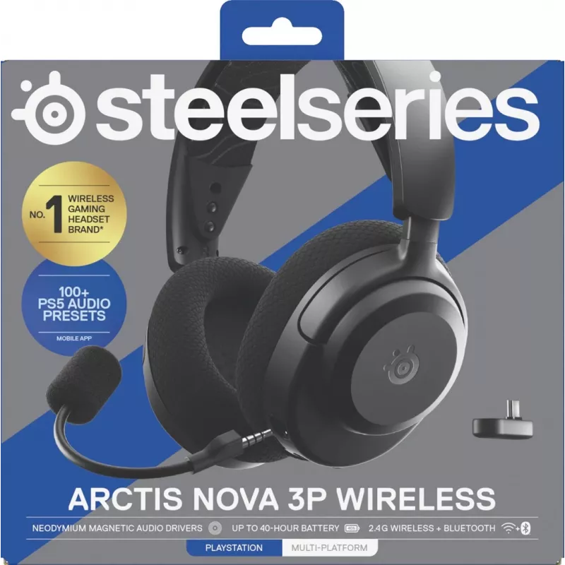 SteelSeries Arctis Nova 3P Wireless draadloze gaming-headset, Bluetooth/2,4 GHz, zwart