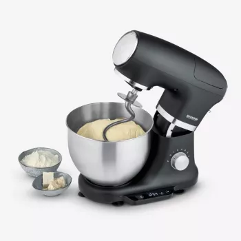 Keukenmachine Severin KM 3898 1000 W 5,5 L zwart geborsteld staal zilver