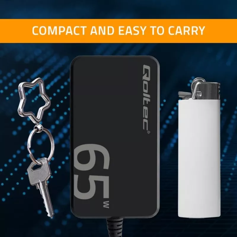 QOLTEC oplader 65W GaN Super Fast slank PD 5-20V 3,25A USB-C