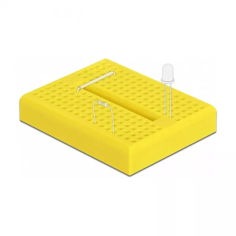 Steekbord DELOCK 18320 — kunststof prototypebord, geel, 36×46×10 mm