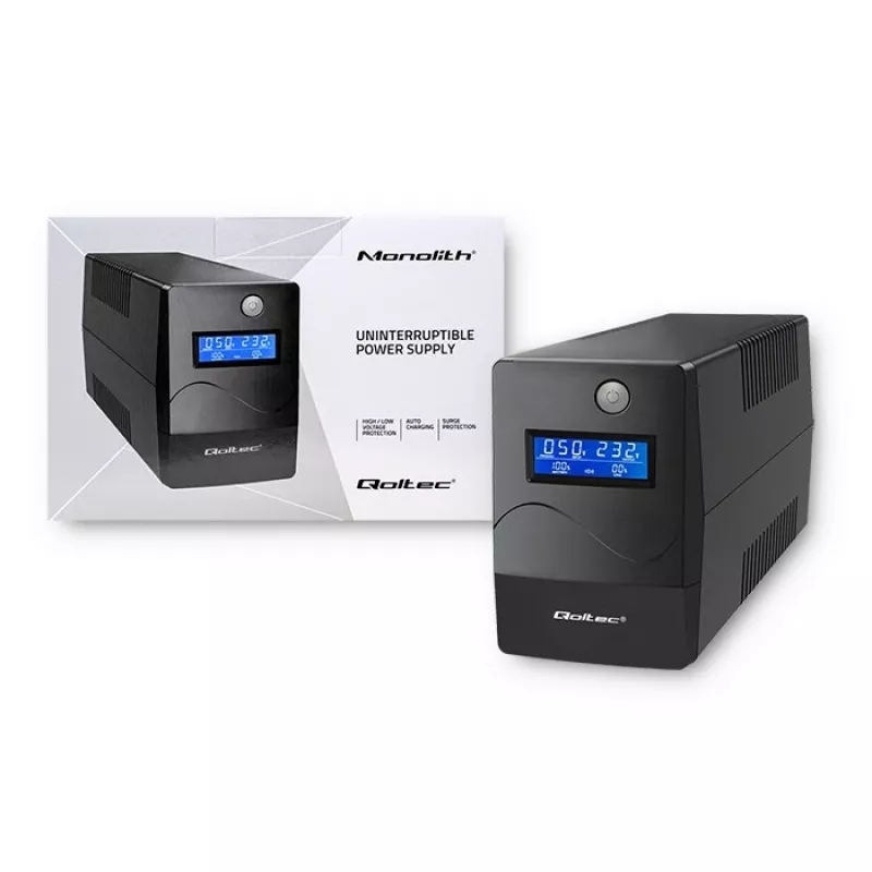 Qoltec Monolith UPS (uninterruptible power supply) dubbelconversie (online) 0,45 kVA 240 W 2 stopcontacten