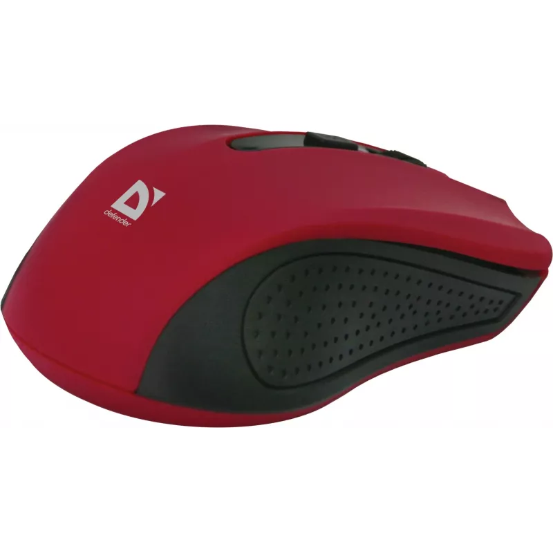 Draadloze optische muis DEFENDER MM-935 RF – voor beide handen, 1600 DPI, rood, RF-USB-ontvanger, AAA-batterijen