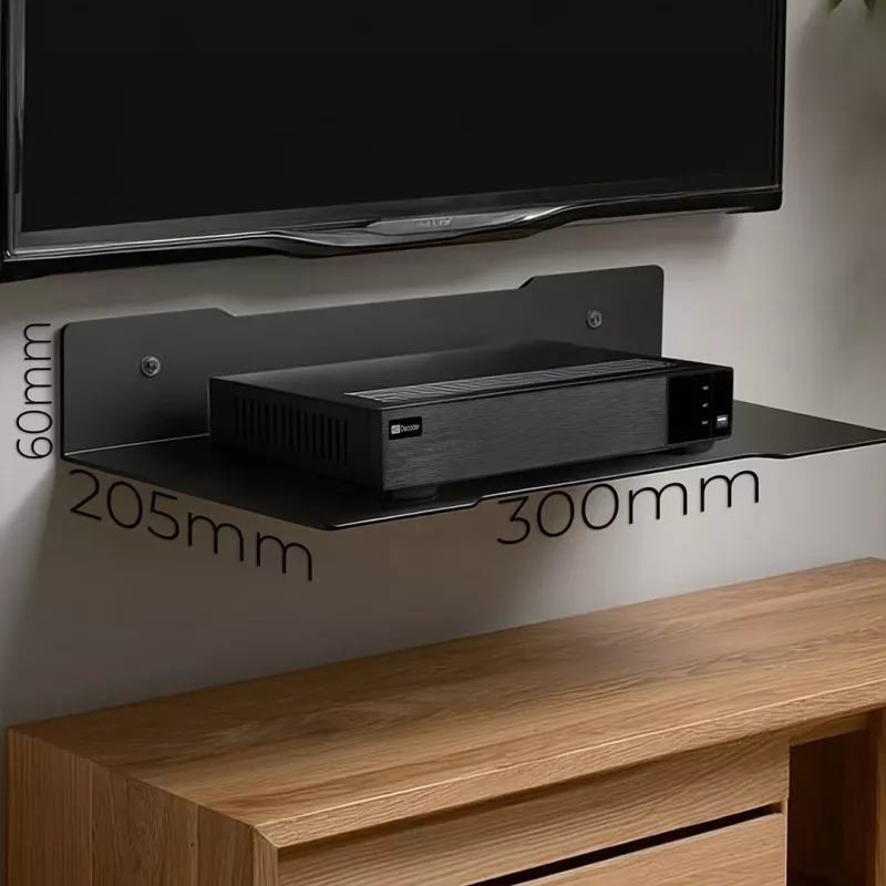 Wandplank voor decoder MACLEAN MC-122, staal, zwart, max. belasting 5 kg, gatafstand 219 mm