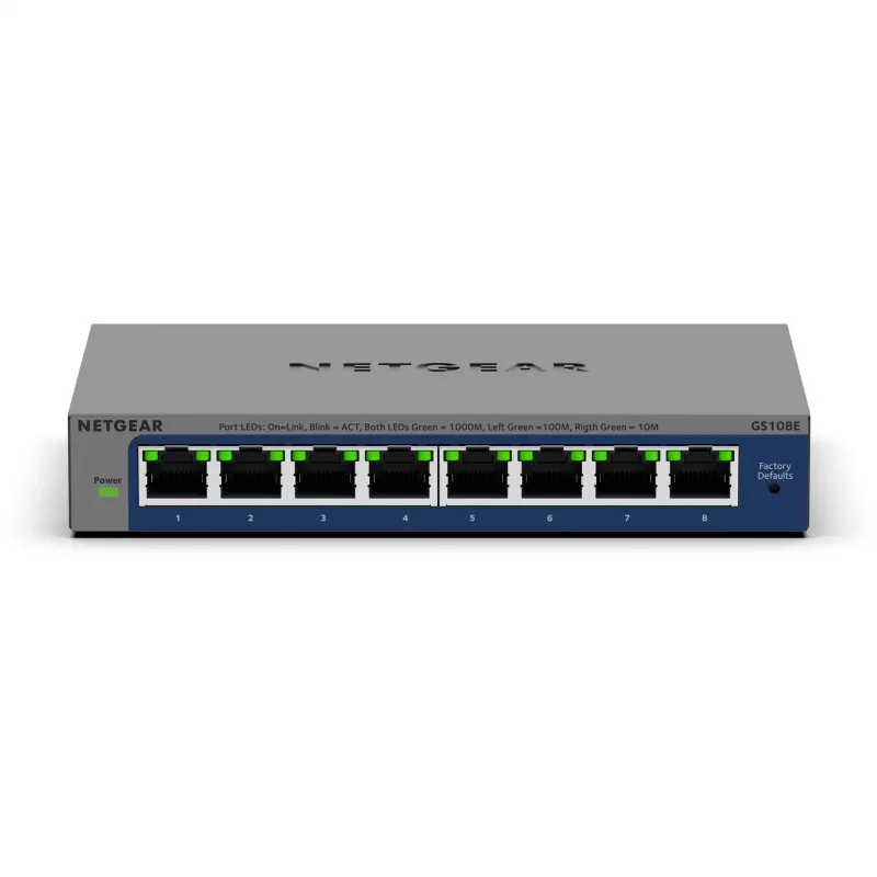 NETGEAR GS108Ev4 unmanaged L2/L3 Gigabit Ethernet (10/100/1000) grijs