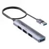 USB-hub Unitek H1208CGY01 — 4-poorts USB 3.0 (5 Gbit/s), achterwaarts compatibel met USB 2.0, aluminium