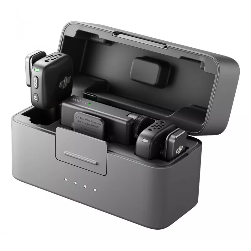 DJI Mic Mini (2 TX + 1 RX + oplaadcase) draadloze microfoonkit - donkergrijs