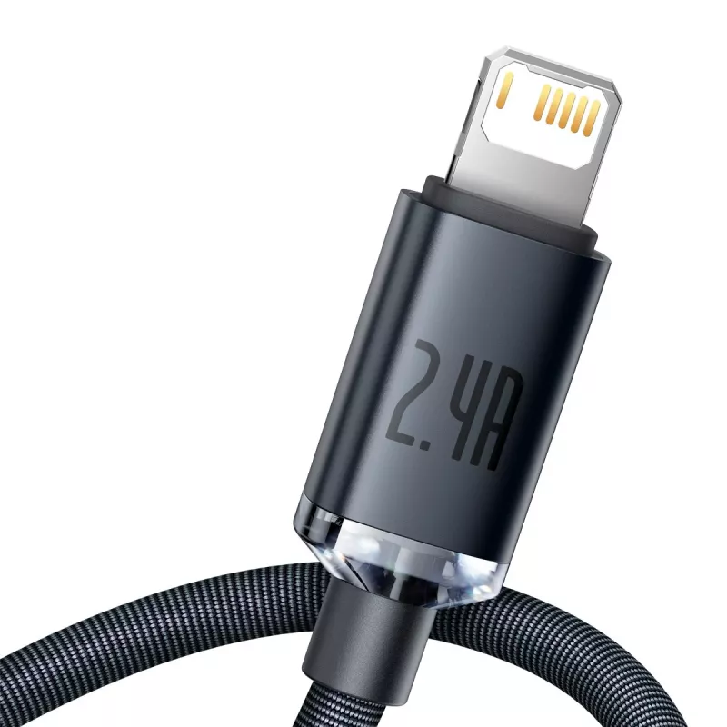 Baseus Crystal Shine kabel USB naar Lightning, 2,4A, 2m (zwart)