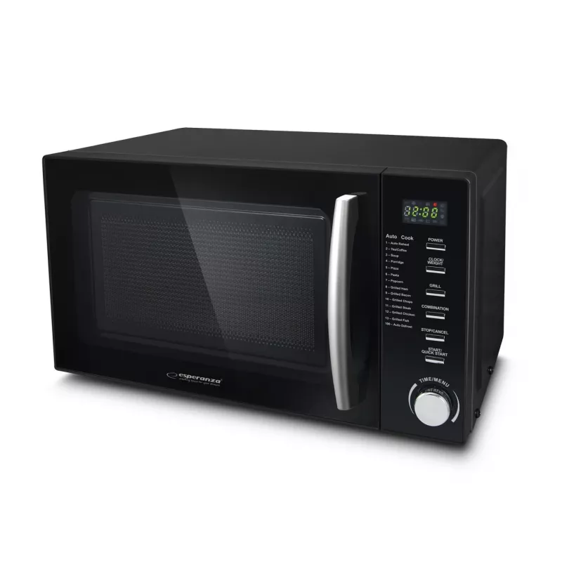 Combimagnetron ESPERANZA COCINERO 1200 W, 20 L, grill 900 W, LED-display, tafelmodel, zwart