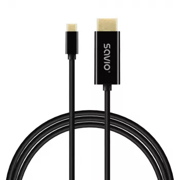 USB-C-kabel SAVIO CL-191 2 m — USB-C naar USB-C, stekker naar stekker, zwart, kunststofommanteling, kopergeleider
