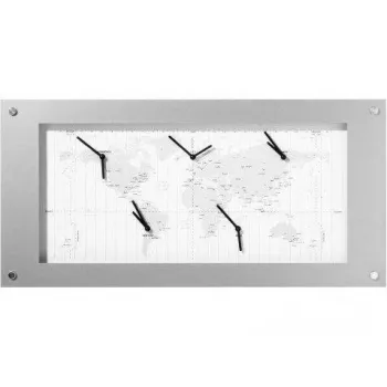 NeXtime klok B1009065 Time Zone, 39x90 cm, wit/zilver