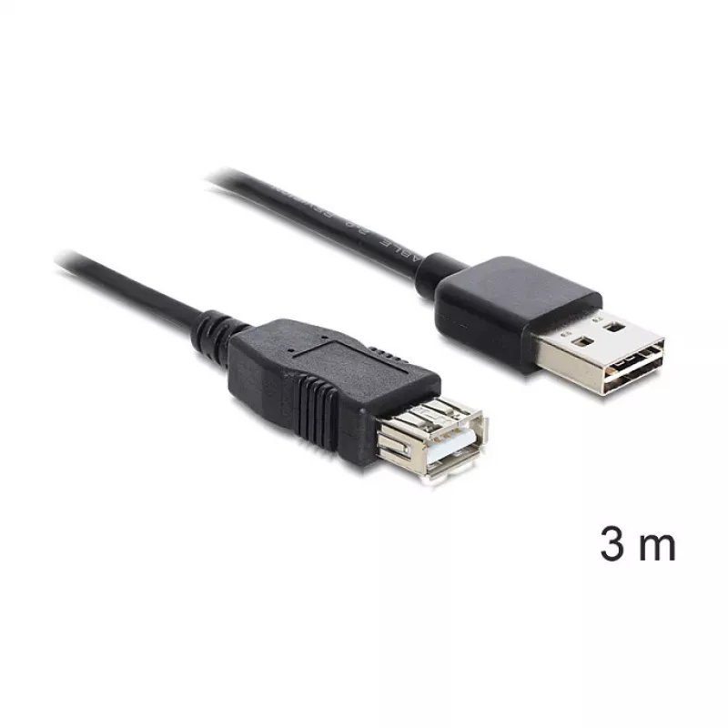 USB-kabel DeLOCK EASY-USB 2.0-A 3m zwart