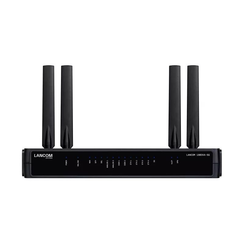 Router Lancom Systems LANCOM 1803VA-5G (EU) — 5G, Gigabit Ethernet, externe SMA-antenne, 1 ventilator, AES/3DES-beveiliging