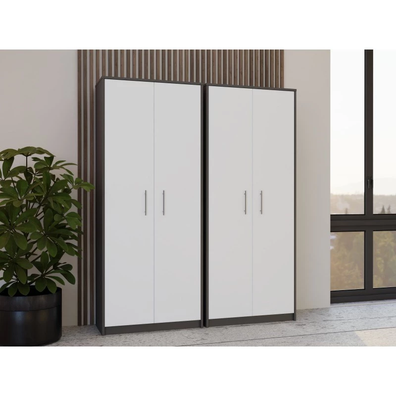 OLIV 2D CLOSED SHELVING UNIT, antraciet/wit SET