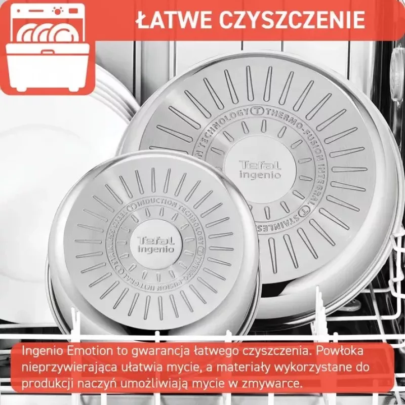 Pannenset Tefal Ingenio Emotion L897S574, inductie, afneembare steel, 16/20/22/28 cm