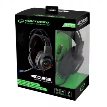Bedrade koptelefoon ESPERANZA EGH7100 – over-ear gaming-headset, USB 2.0, 1,5 m kabel, galgenmicrofoon, RGB-header, 32 Ω, 4 cm drivers, 269 g