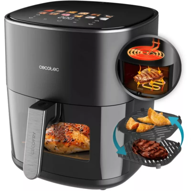 Heteluchtfriteuse Cecotec Cecofry&Grill Duoheat 6500, 6,5 L, 2200 W, touch-LCD, zwart