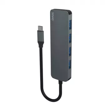 USB-hub SAVIO AK-54 — 4 x USB-A (USB 3.2 Gen 1), USB-C-host, zwart