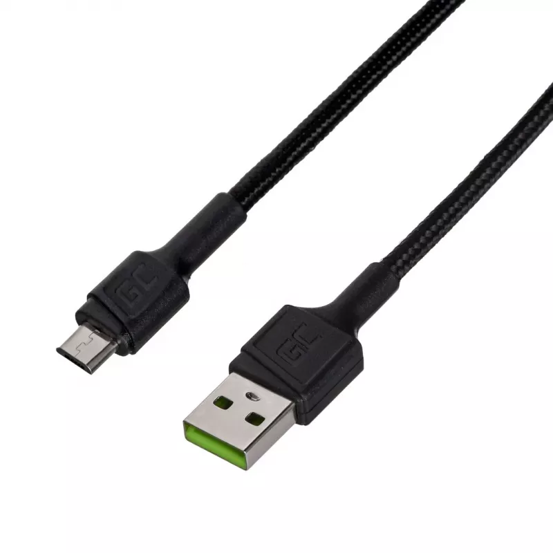 USB 2.0 kabel Green Cell KABGC23, USB A naar Micro-USB B, 0,3 m, zwart