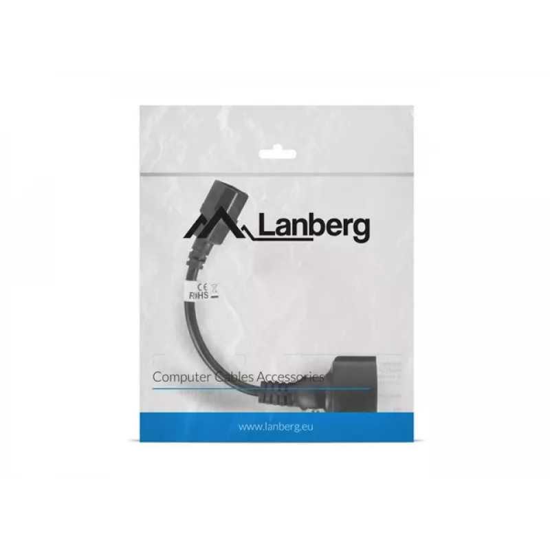 Lanberg CA-C14E-10CC-0018-BK stroomkabel zwart 0,18 m C14-koppeling (CA-C14E-10CC-0018-BK)