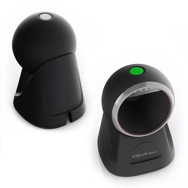 Qoltec tafel-barcodescanner voor 1D- en 2D-codes, QR-scanner, zwart