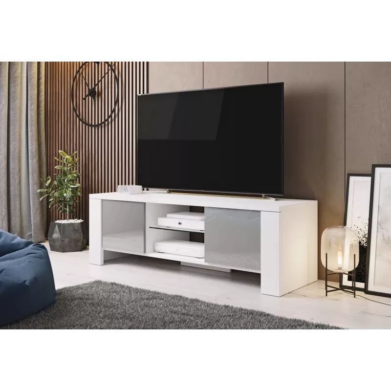 Cama TV-standaard WEST 42/130/42 wit/grijs glanzend