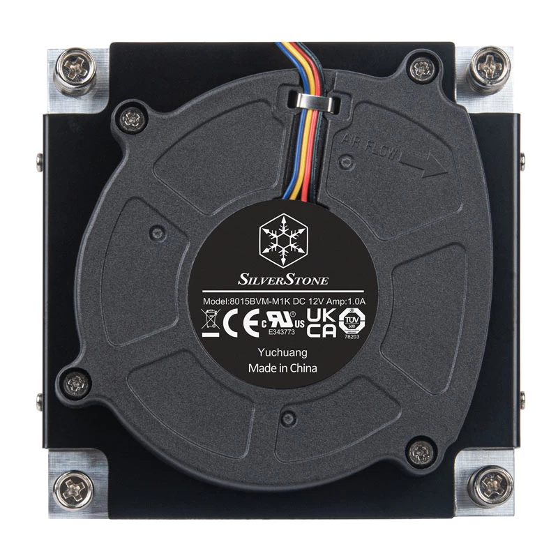 Processorkoeler SILVERSTONE SST-XE01-1700A — 8 cm ventilator, 1000–5500 tpm, dual-kogellager, zwart