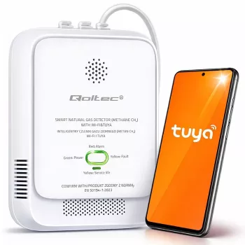 Gaslekdetector QOLTEC NG Tuya — aardgas (CH4)-detector, smart Tuya-compatibel