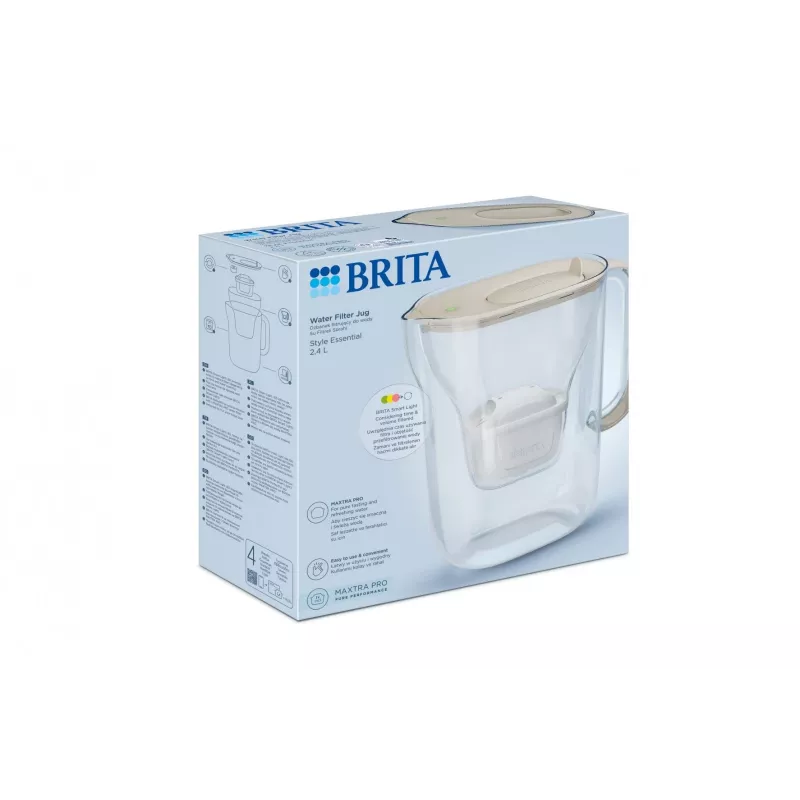 BRITA Style Essential waterfilterkan 2,4 l met 1 MAXTRA Pro-cartridge, zand