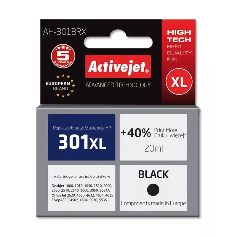 Activejet AH-301BRX inkt (compatibel met HP 301XL CH563EE; Premium; 20 ml; zwart)