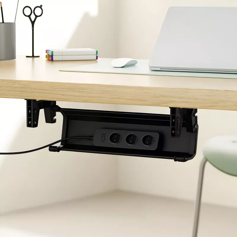 Kabelgoot onder bureau MACLEAN MC-106B — zwart, ABS, maximale belasting 5 kg