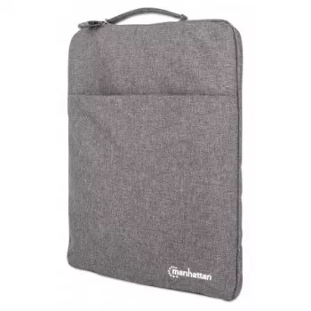 Manhattan Seattle laptophoes 39,6 cm (15,6 inch), grijs, gevoerd, extra zachte binnenvoering, hoofdvak met dubbele rits, ritsvak aan voorzijde, draaglus, waterafstotend en duurzaam, notebook-sleeve, drie jaar garantie