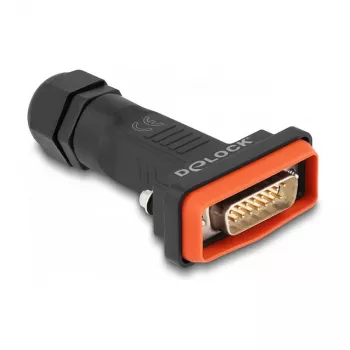 DeLOCK D-Sub 15-pins stekker met behuizing IP67 waterdicht