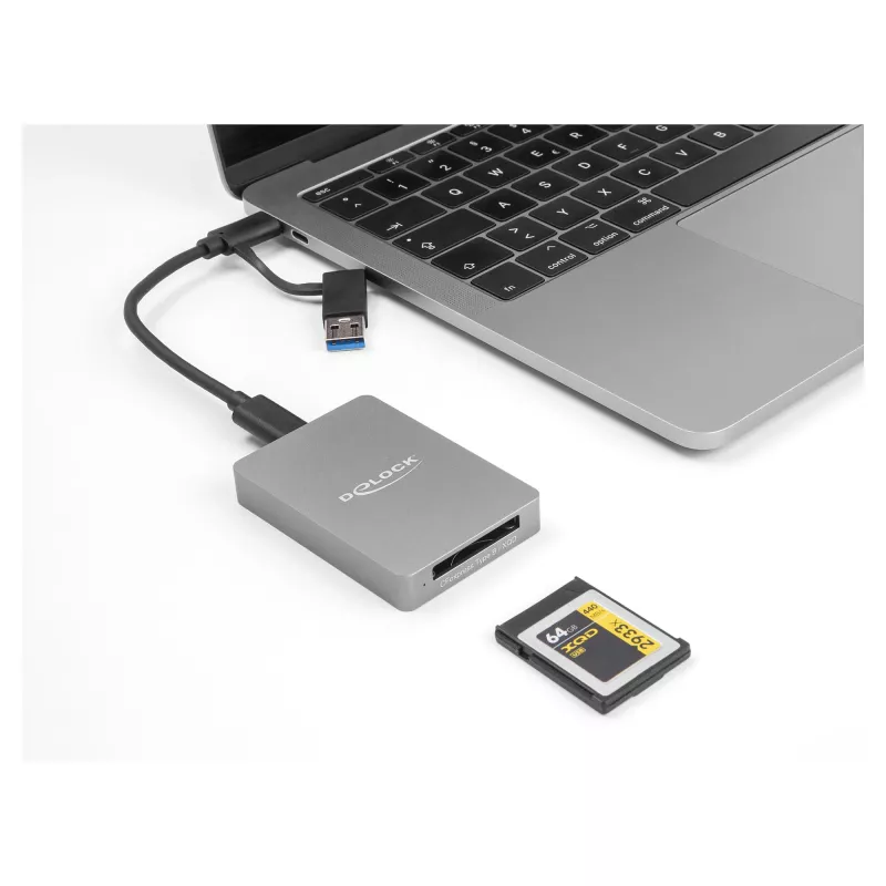 DeLOCK USB Type-C kaartlezer CFexpress XQD aluminium grijs 10000 Mbit/s