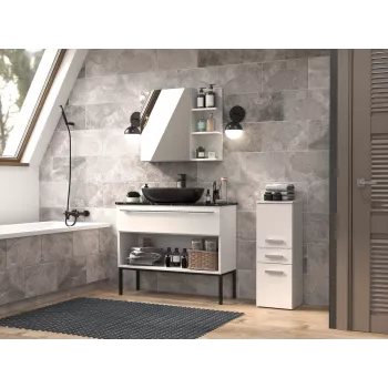 Badkamerkast Top e Shop NEL V DDS BIEL — vrijstaand 300×300×850 mm, 3 legplanken, wit