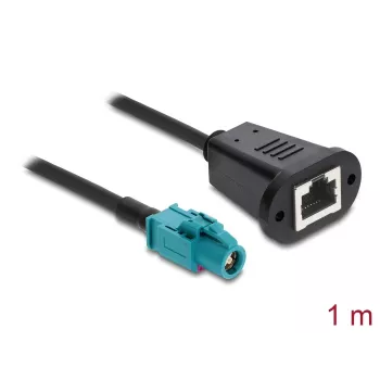 Coaxkabel DELOCK 90700 – 1 m, HSD Z naar RJ-45, zwart/blauw