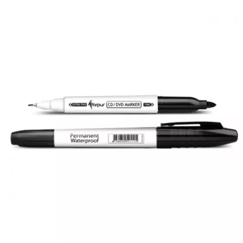 Permanent marker Forpus CD/DVD, 0.6-1 mm, dubbelzijdig, zwart 1213-072