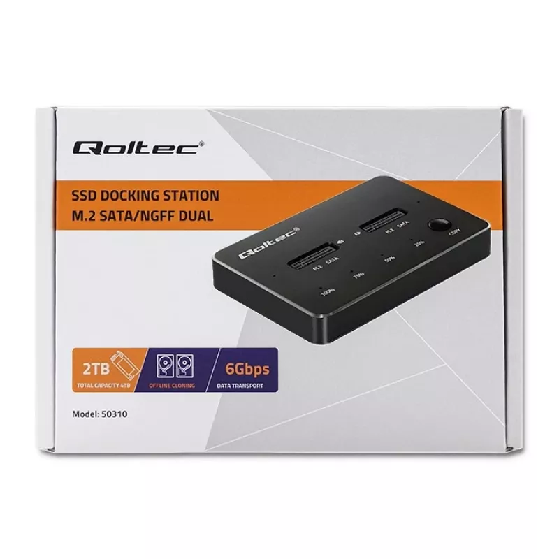 Qoltec 50310 dockingstation 2x SSD M.2 SATA NGFF USB Type-C