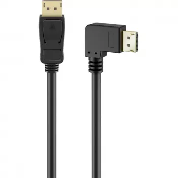 Kabel DisplayPort stekker 90° > DisplayPort stekker, 8K / 144Hz (zwart, 2 meter, 1 stekker 90° zijwaarts, 54 Gbit/s, DisplayPort 2.0 / 2.1)