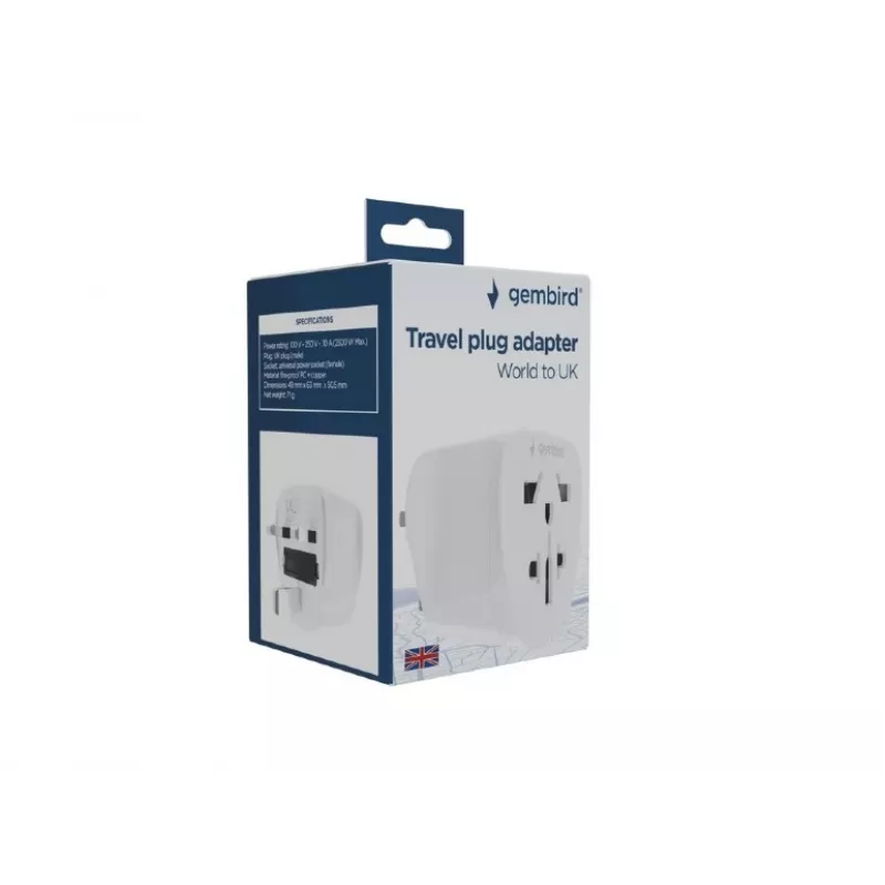 Netadapter GEMBIRD A-AC-UKMINTF – UK type G-stekker naar IEC-C13-ingang, 15 A