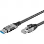 Wentronic goobay - netwerkkabel - USB Type-A (M) naar RJ-45 (M) - 1,0 m - 6 mm - FTP - CAT 6 - USB 3.0 - gevlochten kabel - zwart, zilver (70299)