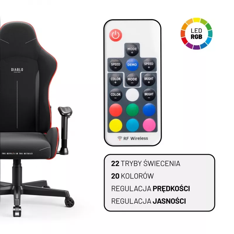 Gaming-stoel Diablo X-Starter zwart LED — Diablo X-Starter gaming-stoel met geïntegreerde LED-verlichting