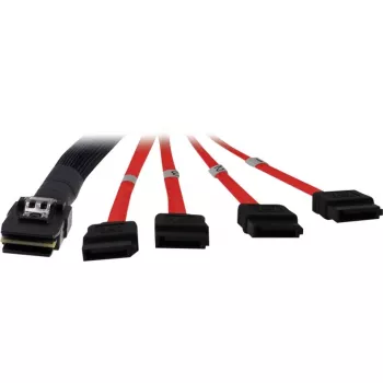 Inter-Tech - SATA-/SAS-kabel - Serial ATA 150/300/600 - 4-Lane - 36 PIN 4iMini MultiLane naar SATA - 1,0 m - rood (88885301)
