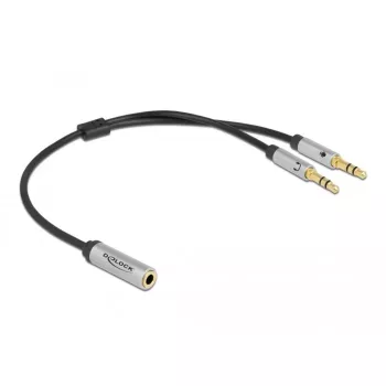 Delock - headsetadapter - mini-phone stereo 3,5 mm 4-polig female naar stereo mini-jack male - 27cm - zwart (66740)