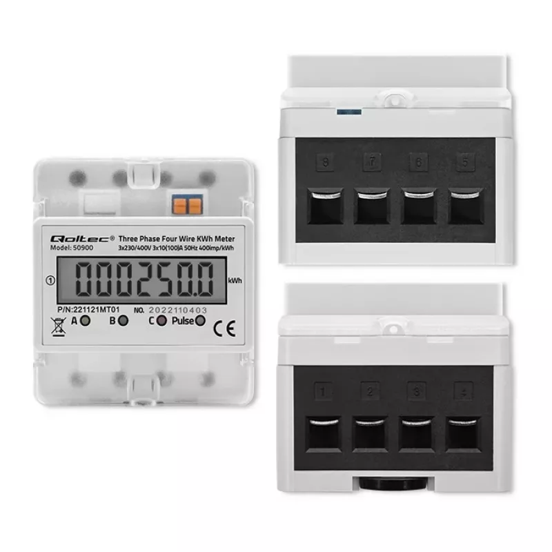 Driefasige elektronische energiemeter QOLTEC 50900 400V LCD 4P