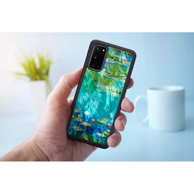 Hoes iKins voor Samsung Galaxy S20 — design zwart Water Lilies